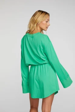 Fashion Chaser Brand Cotton Jersey Mini Dress With Wide Sleeves