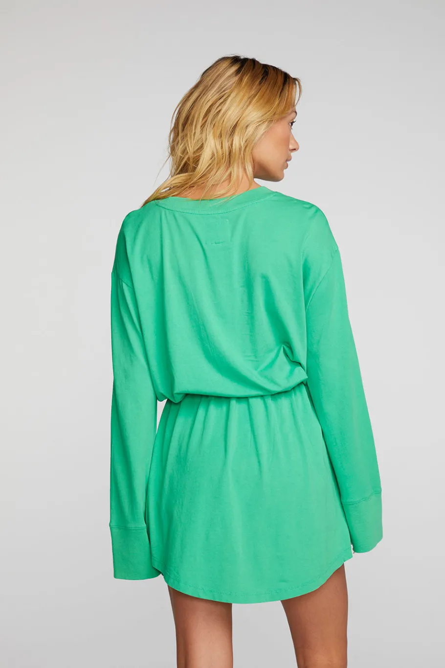 Fashion Chaser Brand Cotton Jersey Mini Dress With Wide Sleeves