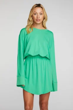 Fashion Chaser Brand Cotton Jersey Mini Dress With Wide Sleeves