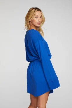 Clearance Chaser Brand Cotton Jersey Mini Dress With Wide Sleeves
