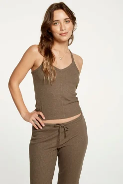 Best Chaser Brand Cozy Rib Cropped Double V Cami