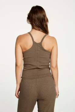 Best Chaser Brand Cozy Rib Cropped Double V Cami