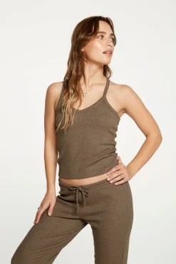 Best Chaser Brand Cozy Rib Cropped Double V Cami