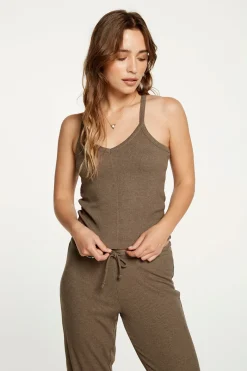 Best Chaser Brand Cozy Rib Cropped Double V Cami