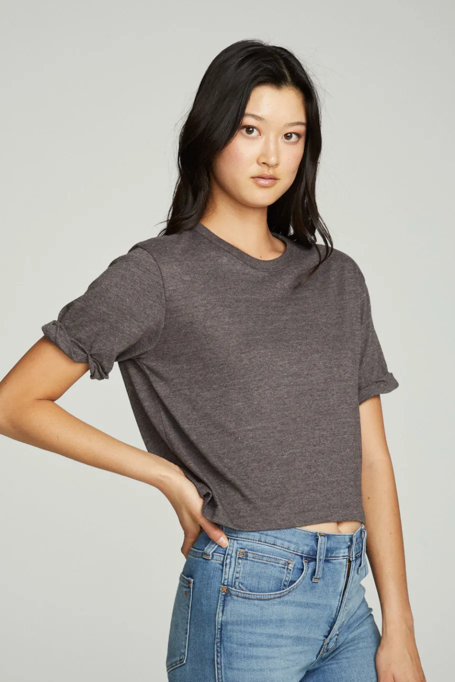 Online Chaser Brand Cropped Crew Neck Short Sleeve Tee