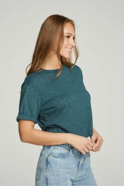 Discount Chaser Brand Cropped Crew Neck Short Sleeve Tee