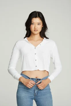 Cheap Chaser Brand Cropped Long Sleeve Button Down Shirt
