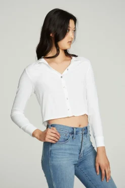 Cheap Chaser Brand Cropped Long Sleeve Button Down Shirt