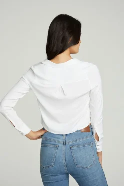 Cheap Chaser Brand Cropped Long Sleeve Button Down Shirt