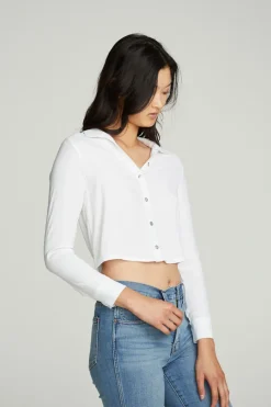 Cheap Chaser Brand Cropped Long Sleeve Button Down Shirt