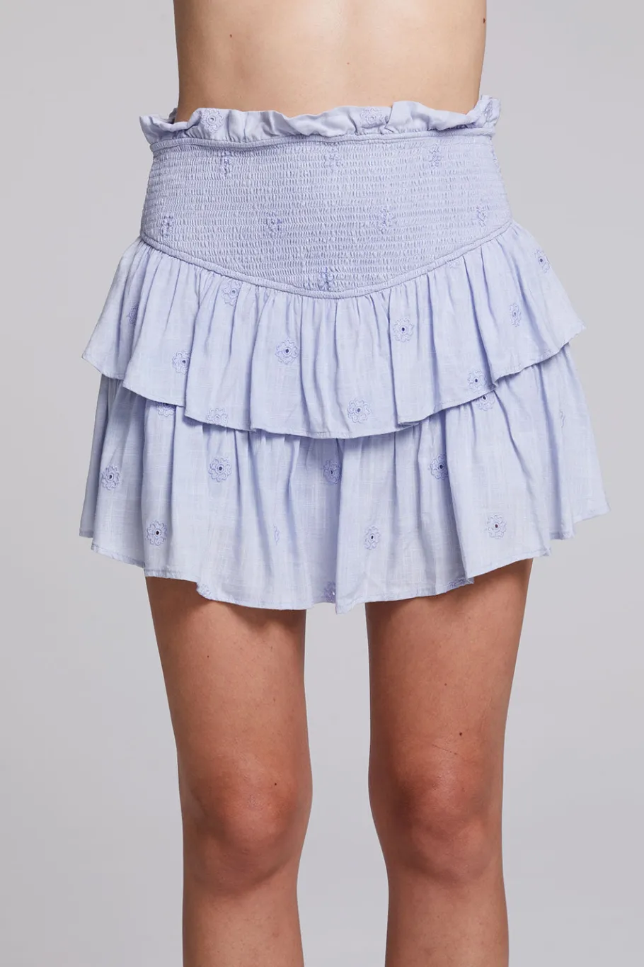 Shop Chaser Brand Cruz Faded Denim Blue Mini Skirt