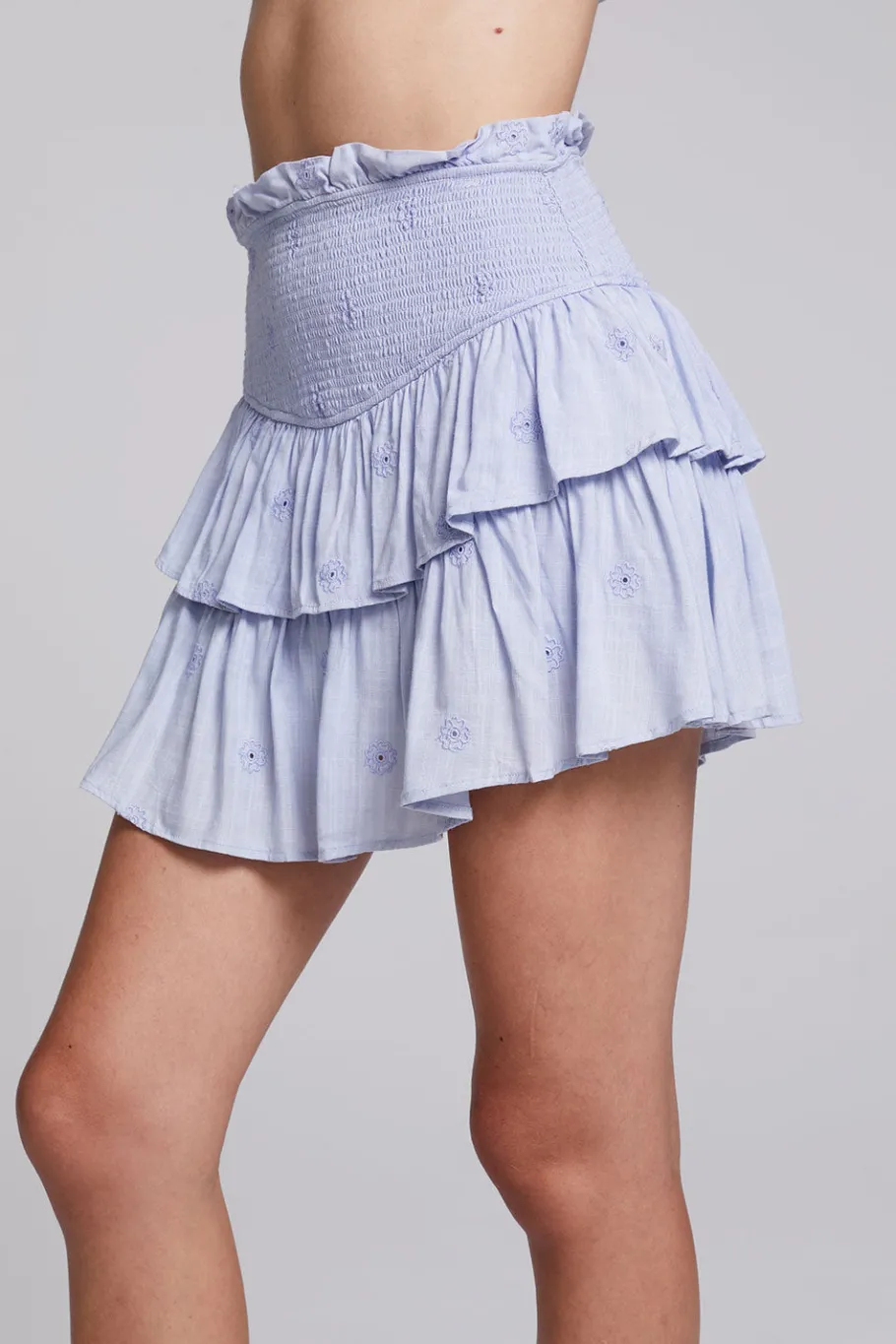 Shop Chaser Brand Cruz Faded Denim Blue Mini Skirt