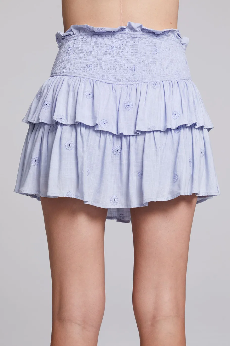 Shop Chaser Brand Cruz Faded Denim Blue Mini Skirt