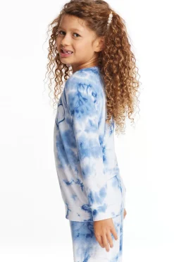 Outlet Chaser Brand Denim Tie Dye Heart Girls Cozy Knit Raglan Pullover
