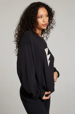 Online Chaser Brand Distressed Bolt Long Sleeve