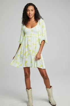Discount Chaser Brand Dolce Mini Dress - Baby Blue Daisy Floral
