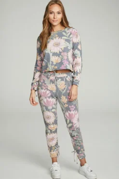 Online Chaser Brand Drawstring Shirred Long Sleeve Cropped Pullover