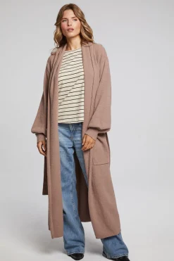 Cheap Chaser Brand Evee Warm Taupe Maxi Cardigan