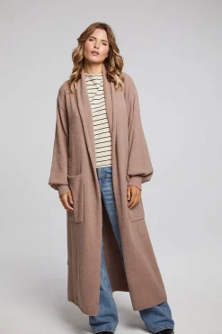 Cheap Chaser Brand Evee Warm Taupe Maxi Cardigan