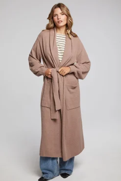 Cheap Chaser Brand Evee Warm Taupe Maxi Cardigan