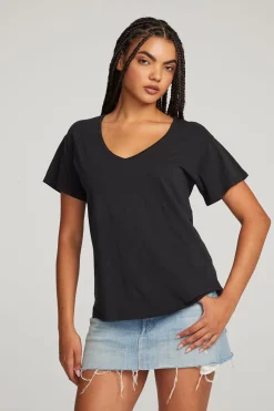 Cheap Chaser Brand Everyday Essential Black V-neck Tee