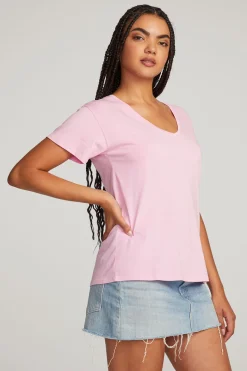 Fashion Chaser Brand Everyday Essential Pastel Lavender V-neck Tee