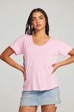 Fashion Chaser Brand Everyday Essential Pastel Lavender V-neck Tee
