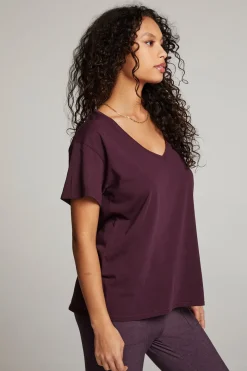 Clearance Chaser Brand Everyday Essential Plum Perfect V Neck Tee