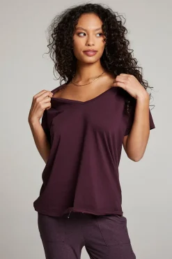 Clearance Chaser Brand Everyday Essential Plum Perfect V Neck Tee