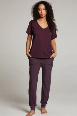 Clearance Chaser Brand Everyday Essential Plum Perfect V Neck Tee