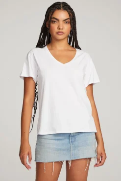 Flash Sale Chaser Brand Everyday Essential White V-neck Tee
