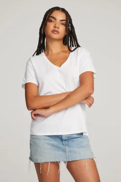 Flash Sale Chaser Brand Everyday Essential White V-neck Tee
