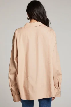 Online Chaser Brand Ezra Warm Taupe Button Up