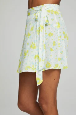 Outlet Chaser Brand Fleet Wrap Mini Skirt - Baby Blue Daisy Floral