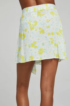 Outlet Chaser Brand Fleet Wrap Mini Skirt - Baby Blue Daisy Floral