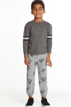 Flash Sale Chaser Brand Football Stripes Boys Long Sleeve Crew Neck Tee