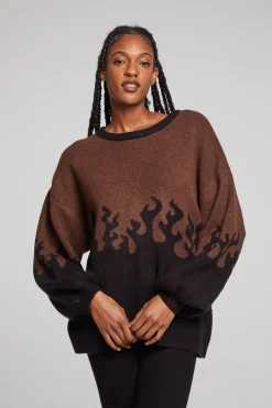 Outlet Chaser Brand Foxy Sweater Flames Golden Pullover