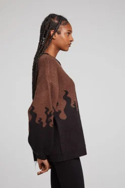 Outlet Chaser Brand Foxy Sweater Flames Golden Pullover