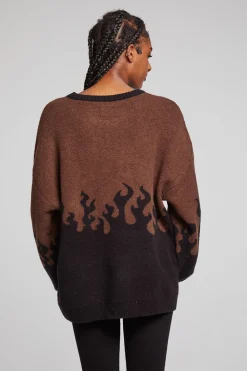 Outlet Chaser Brand Foxy Sweater Flames Golden Pullover