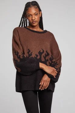 Outlet Chaser Brand Foxy Sweater Flames Golden Pullover