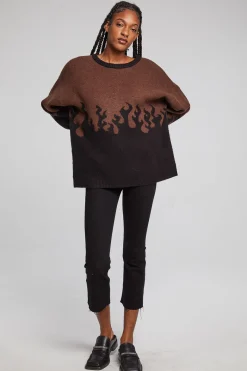 Outlet Chaser Brand Foxy Sweater Flames Golden Pullover