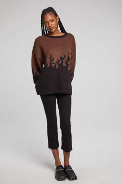 Outlet Chaser Brand Foxy Sweater Flames Golden Pullover