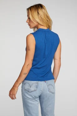 Store Chaser Brand Gauze Jersey Snap Down Tank With Shirring