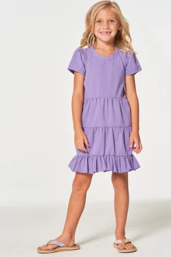 Online Chaser Brand Girls Coastal Cloth Puff Sleeve Tiered Dress