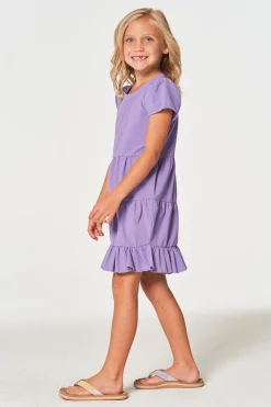 Online Chaser Brand Girls Coastal Cloth Puff Sleeve Tiered Dress