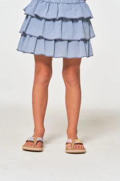 New Chaser Brand Girls Coastal Cloth Tiered Ruffle Skort