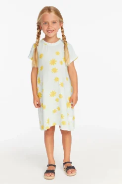 Fashion Chaser Brand Girls Powder Blue Daisy Tee Shirt Dress