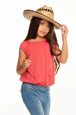 Store Chaser Brand Girls Recycled Vintage Jersey Shirred Short Sleeve Off Shoulder