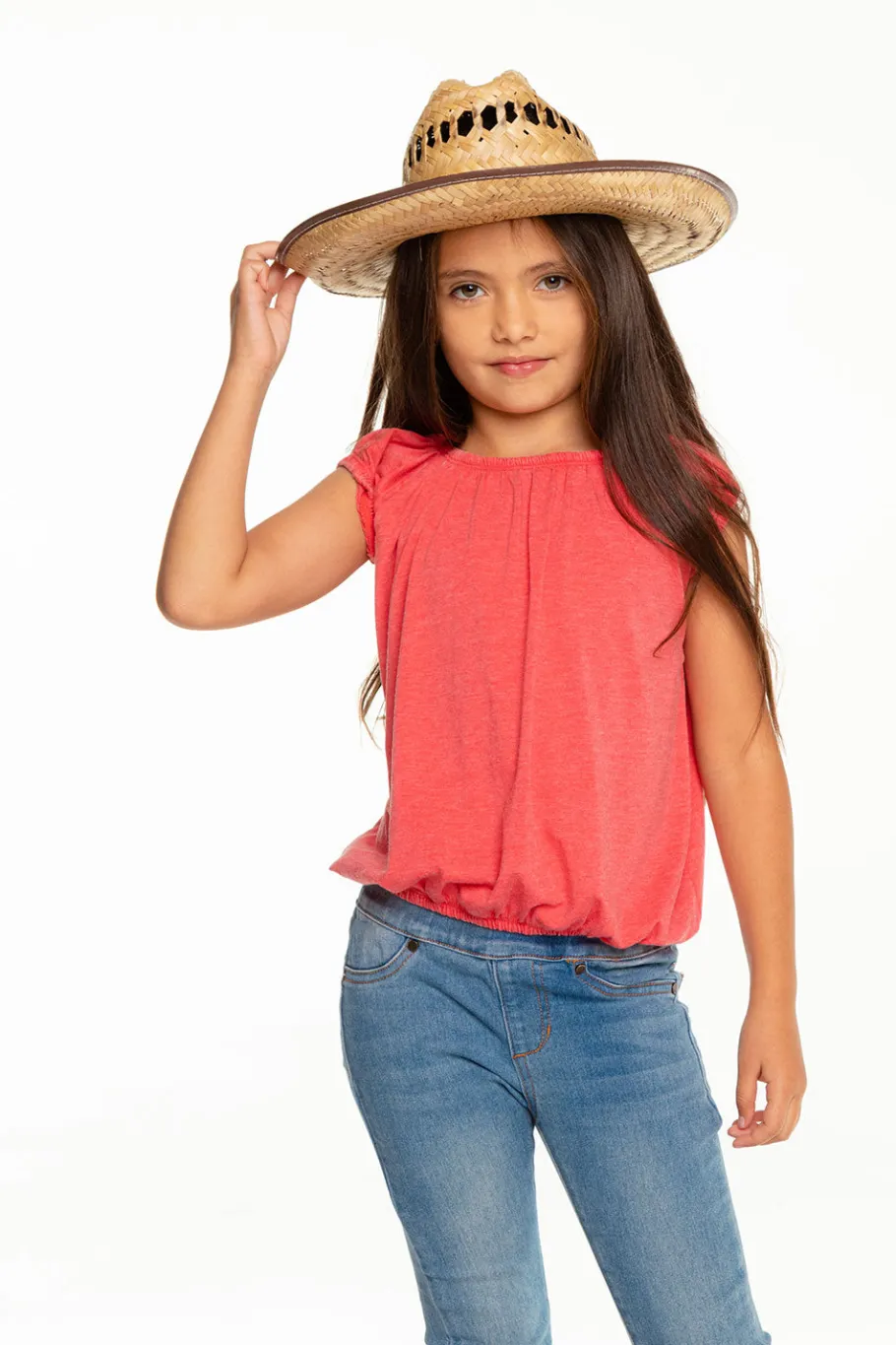 Store Chaser Brand Girls Recycled Vintage Jersey Shirred Short Sleeve Off Shoulder