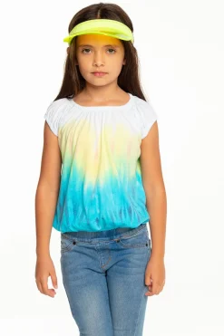 Shop Chaser Brand Girls Recycled Vintage Jersey Shirred Short Sleeve Off Shoulder